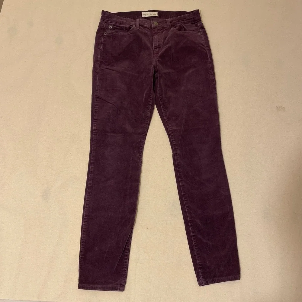 Gap 1969 Women's Womens 28R True Skinny Purple Corduroy Pants Mid Rise Stretch - Picture 1 of 10